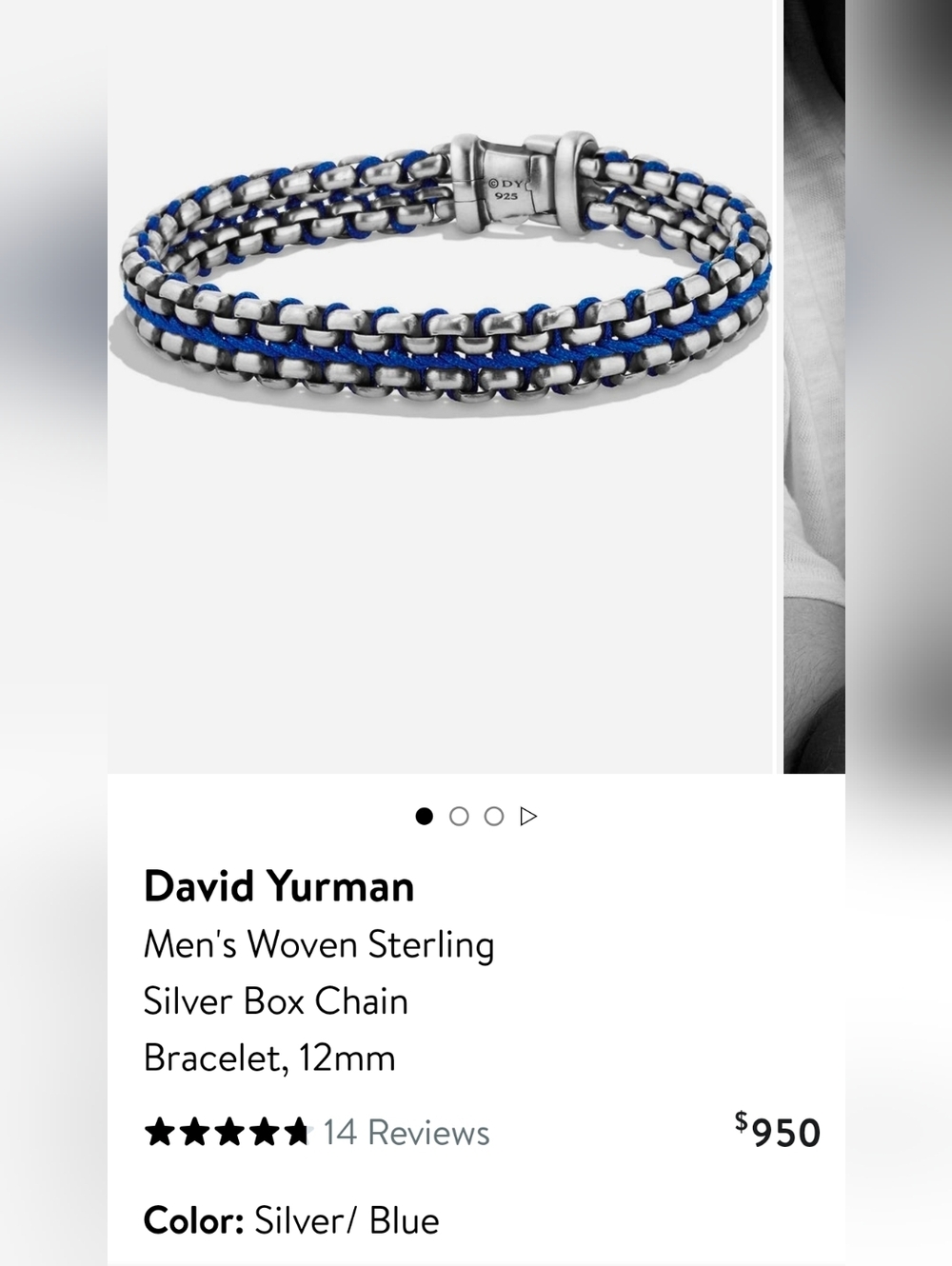 David Yurman Silver Box-Chain Bracelet with Blue Accents Authentic. # 229